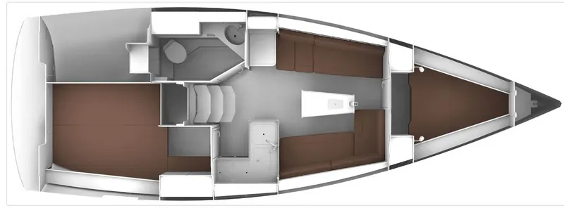 Slide: The Image of Top view layout of 2020 Bavaria Cruiser 34 sailboat interior. - 19