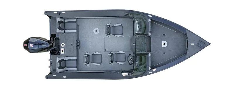 Slide: The Image of 2025 Lund 1875 Crossover XS boat, top view, showcasing seating and layout. - 4