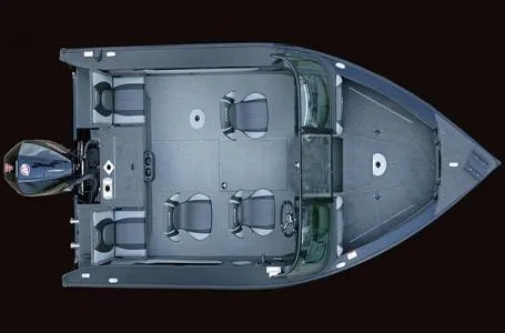 Slide: The Image of 2025 Lund Crossover XS 1875 boat, top view, showcasing seating and layout. - 11