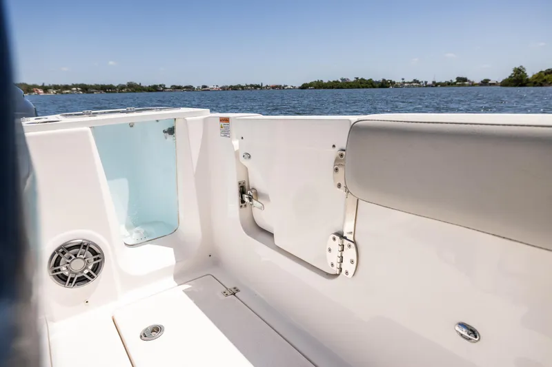 Slide: The Image of 2022 Sea Fox 268 Commander boat interior with seating and water view. - 34