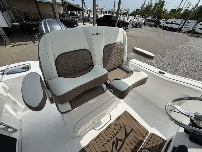 Slide: The Image of 2025 Tidewater 232 CC Adventure boat seats with Seakeeper Ride, featuring stylish design and comfort. - 8