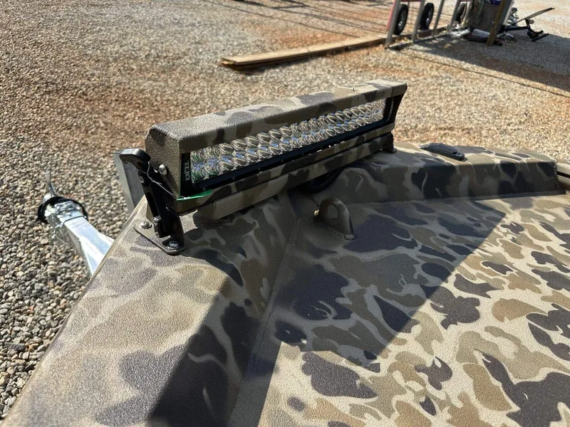 Slide: The Image of Camouflage-patterned Excel Viper F4 1751 boat with LED light bar, 2025 model. - 3