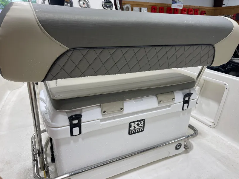 Slide: The Image of 2025 Key West 1720CC boat seat with integrated K2 cooler underneath. - 19