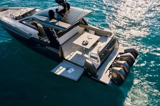 The Image of 2022 Azimut Verve 47 yacht cruising on clear blue water, showcasing luxury and performance. - 0