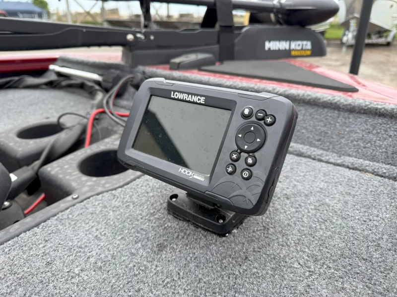 Slide: The Image of Lowrance fish finder on 2022 Tracker Pro Team 190 TX boat deck. - 13