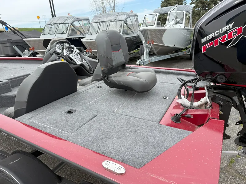 Slide: The Image of 2022 Tracker Pro Team 190 TX boat with Mercury Pro engine, featuring spacious seating and modern design. - 7