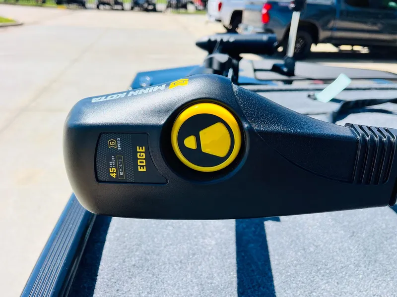 Slide: The Image of Close-up of Minn Kota Edge trolling motor on 2025 Tracker Bass Tracker Classic XL boat. - 7