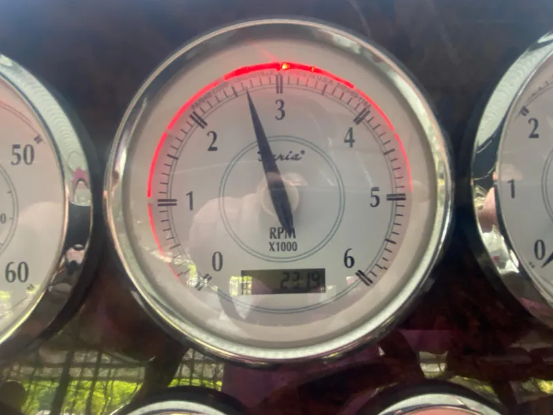 Slide: The Image of Close-up of 2005 Regal 3350 Sport Cruiser RPM gauge showing 2319 RPM. - 30