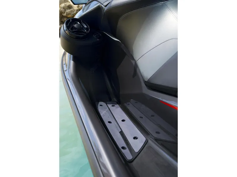 Slide: The Image of 2024 Sea-Doo GTR-X 300 iBR with integrated sound system, close-up of footwell and speaker. - 4