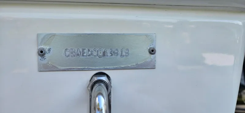 Slide: The Image of 2019 Cobia 280 Center Console boat identification plate with serial number. - 22