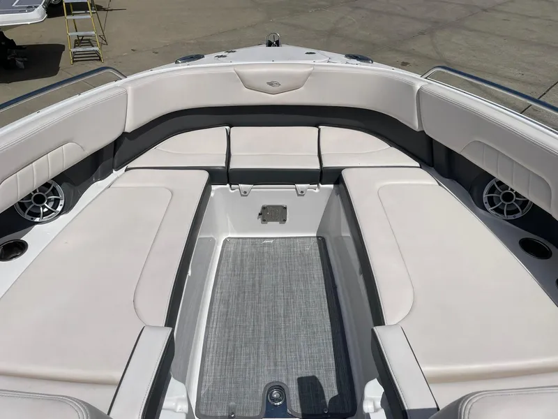 Slide: The Image of 2017 Chaparral 307 SSX boat interior with spacious seating and modern design. - 10