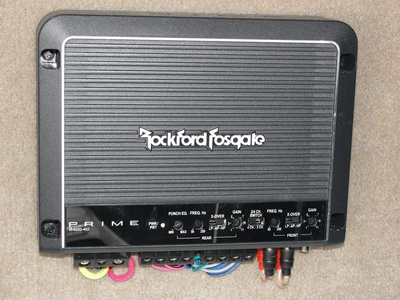 Slide: The Image of Rockford Fosgate Prime amplifier installed in a 2013 Cobalt A25 boat. - 46