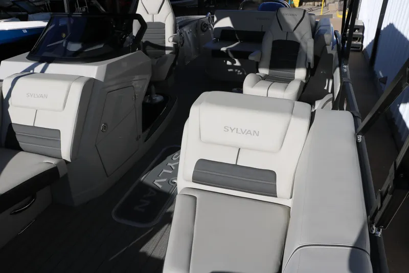 Slide: The Image of 2025 Sylvan G3 CLZ DH boat interior with luxurious seating and modern design. - 15