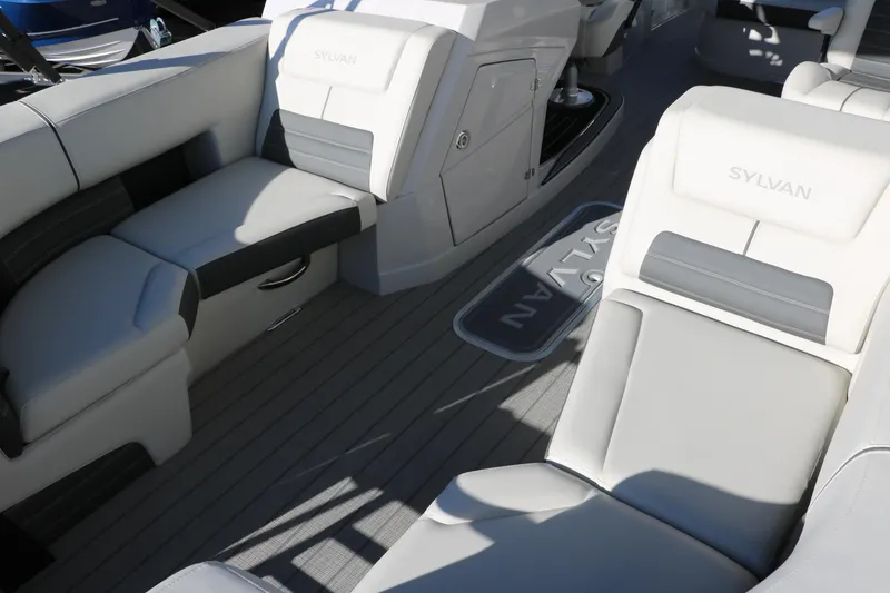 Slide: The Image of Luxurious interior of 2025 Sylvan G3 CLZ DH boat with plush seating. - 16