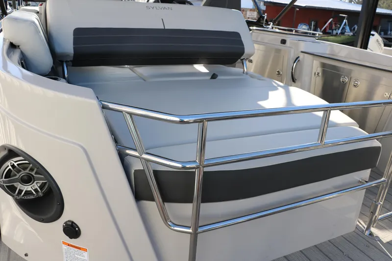 Slide: The Image of 2025 Sylvan G3 CLZ DH boat with sleek seating and stainless steel railings. - 21