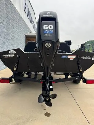Slide: The Image of 2021 Tracker PRO TEAM 175 TWX boat with Mercury 60 engine, rear view on trailer. - 8