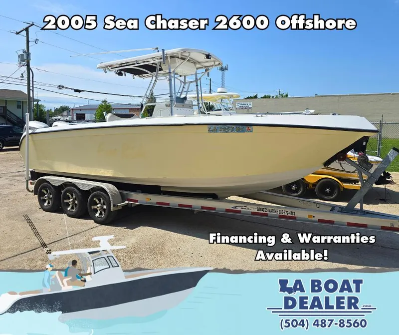 Slide: The Image of 2005 Sea Chaser 2600 Offshore boat on trailer, financing and warranties available, LA Boat Dealer. - 0