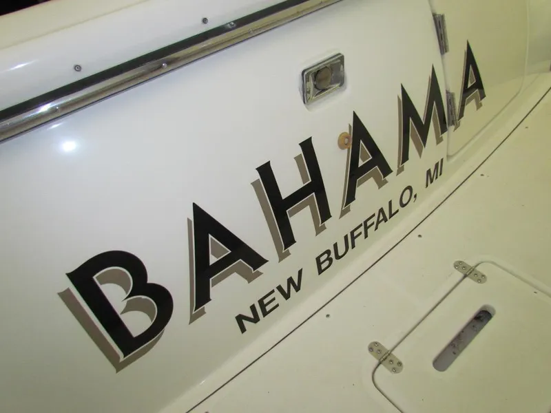 Slide: The Image of 1999 Tiara Yachts 3500 Open, "Bahama" from New Buffalo, MI, boat name detail. - 15