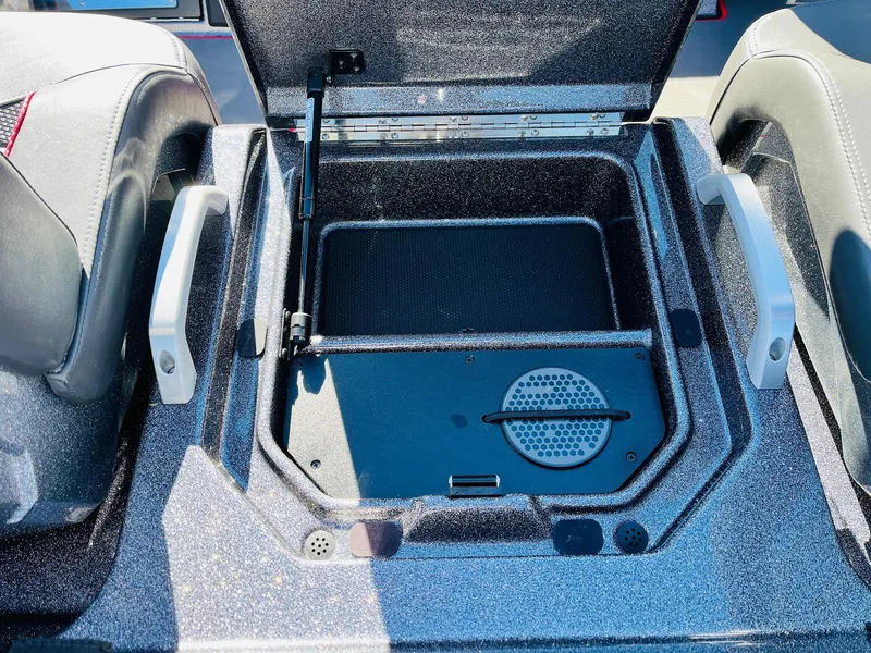 Slide: The Image of Open storage compartment in 2025 Ranger Z520R Cup-Equipped boat. - 35