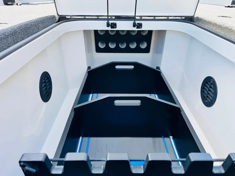 Slide: The Image of 2025 Ranger Z521R Cup-Equipped boat storage compartment with organized layout and ventilation. - 24