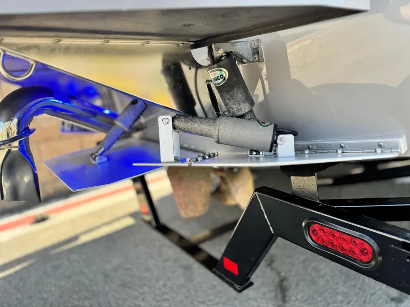 Slide: The Image of Rear view of 2021 Moomba Craz boat trailer with blue LED lights. - 8