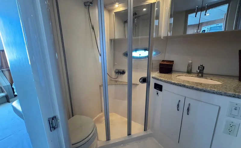 Slide: The Image of Bathroom interior of 2008 Carver 36 Mariner yacht with shower and sink. - 28