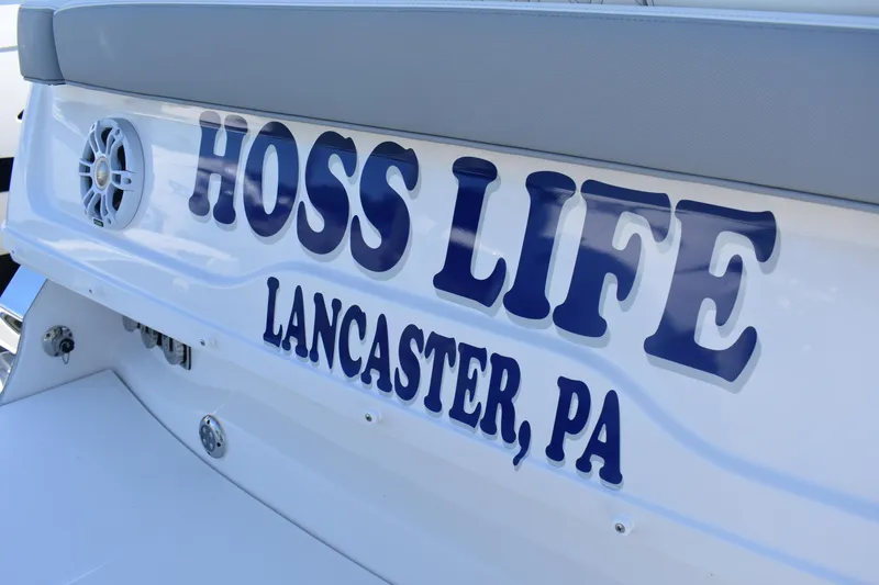 Slide: The Image of 2023 Regal 36 XO boat with "Hoss Life" text, Lancaster, PA. - 11