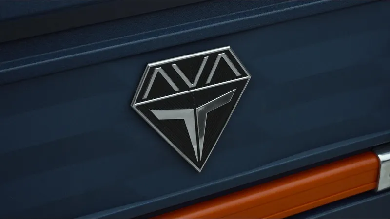 Slide: The Image of 2025 Tahoe Pontoon Aura 2185 Quad Lounger Triple logo on dark blue background. - 5