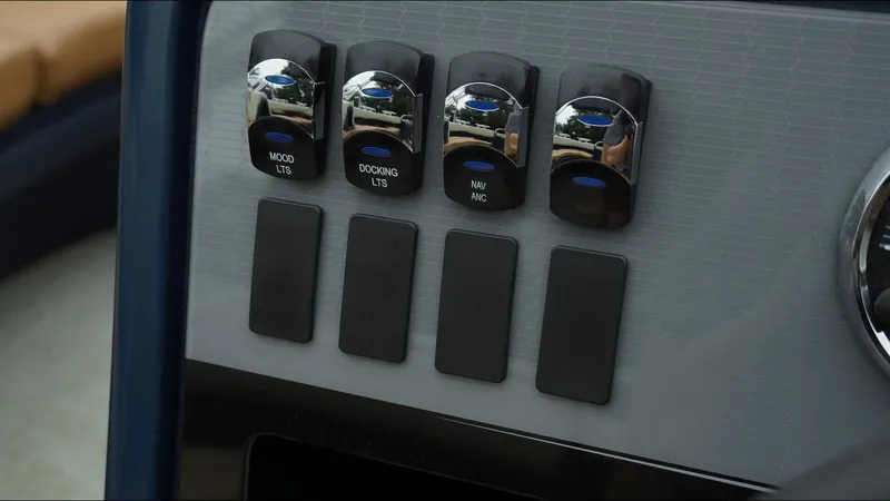 Slide: The Image of Control panel of 2025 Tahoe Pontoon Aura 2185 Quad Lounger Triple. - 9