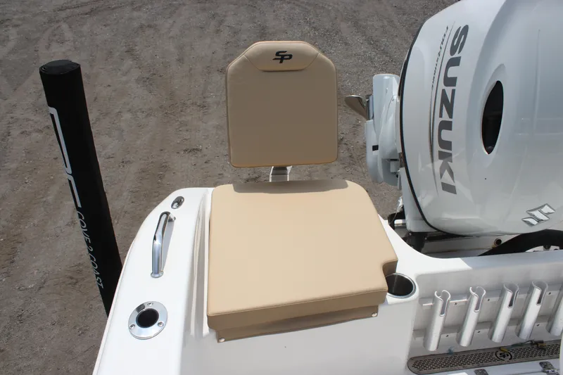 Slide: The Image of 2025 Sea Pro 202 CC boat seat and Suzuki engine detail. - 30