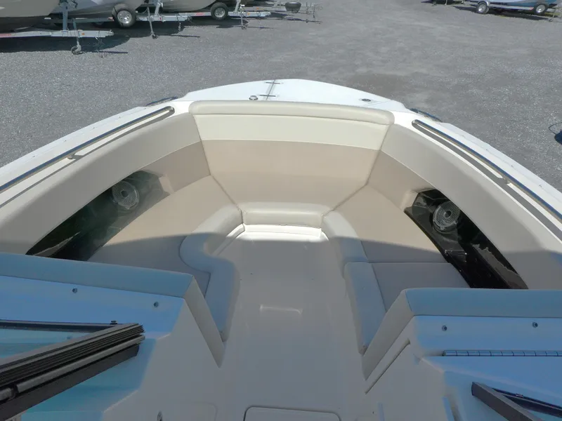 Slide: The Image of 2022 Boston Whaler 240 Vantage boat interior with spacious seating and sleek design. - 6