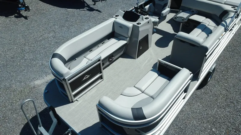 Slide: The Image of 2025 G3 SunCatcher Select 20 Cruise pontoon boat with spacious seating and modern design. - 27
