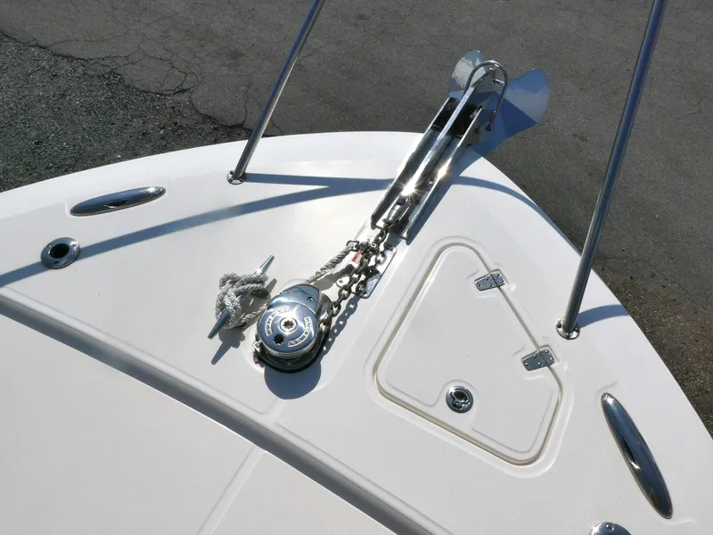 Slide: The Image of Bow of 2021 Boston Whaler 405 Conquest with anchor and winch system. - 29