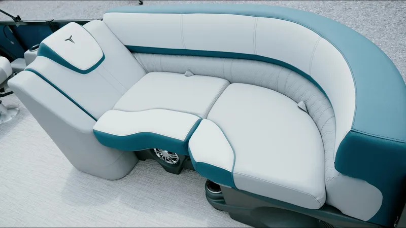 Slide: The Image of 2025 Tahoe Pontoon LTZ Versatile Rear Lounger with plush seating and modern design. - 14