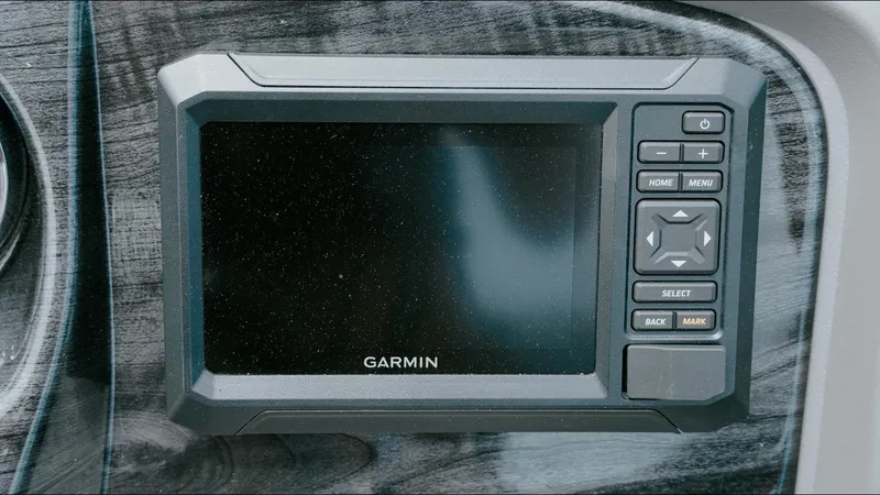 Slide: The Image of Garmin display on 2025 Tahoe Pontoon LTZ Versatile Rear Lounger dashboard. - 15