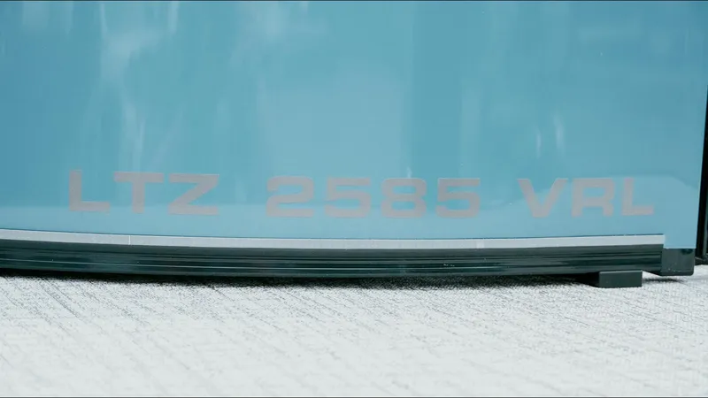 Slide: The Image of 2025 Tahoe Pontoon LTZ Versatile Rear Lounger, model LTZ 2585 VRL, close-up view. - 23