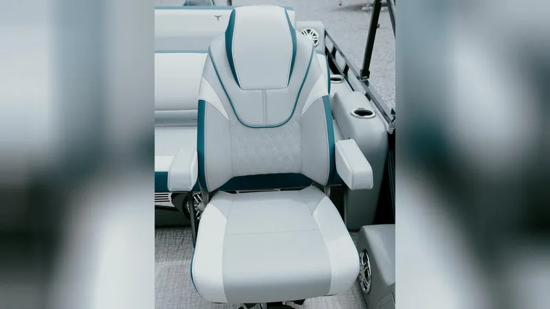 Slide: The Image of 2025 Tahoe Pontoon LTZ Versatile Rear Lounger seat, featuring modern design and comfortable upholstery. - 7