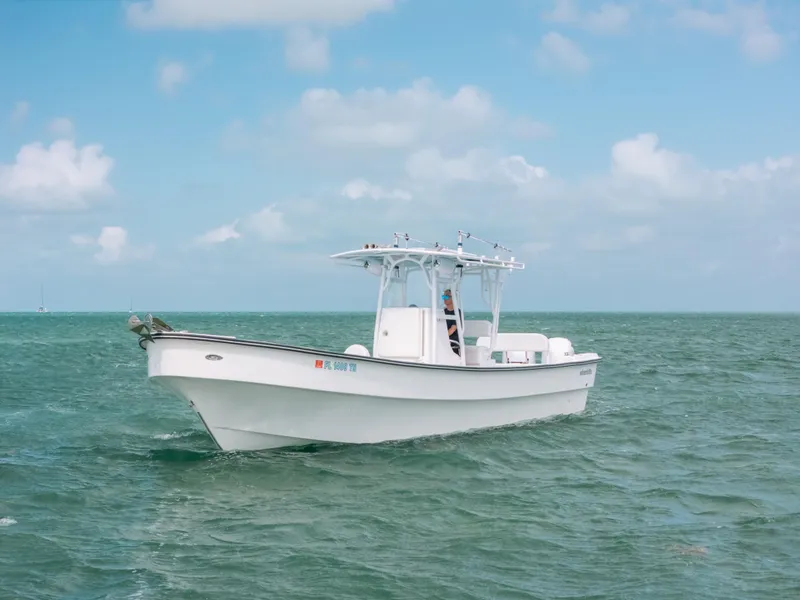Slide: The Image of 2022 Panga Eduardoño Corvina boat on open sea under blue sky. - 26