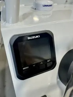 Slide: The Image of Suzuki display on 2025 Inmar 430R-AL boat dashboard with Lowrance device. - 4