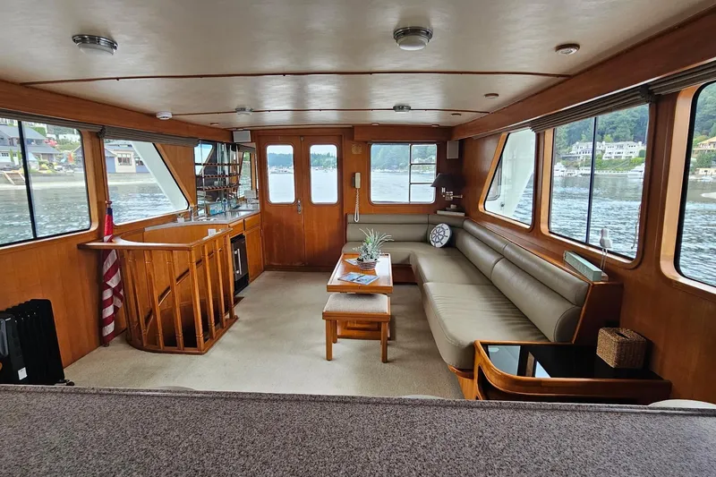 Slide: The Image of 1987 DeFever 53 POC yacht kitchen with modern appliances and waterfront view. - 37