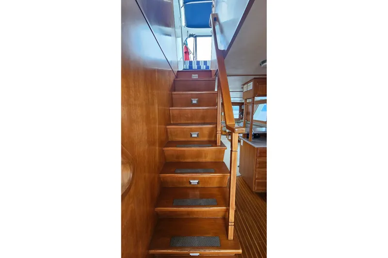 Slide: The Image of Bathroom interior of 1987 DeFever 53 POC yacht with modern fixtures and decor. - 57