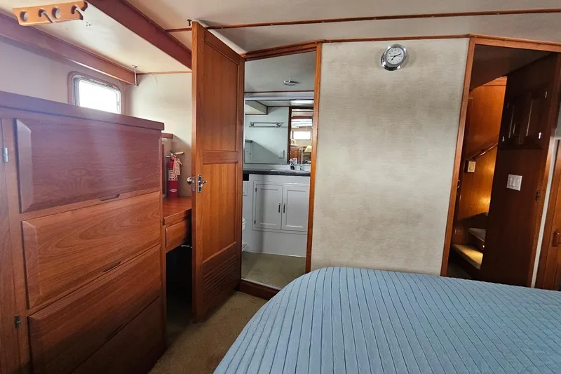 Slide: The Image of Bathroom interior of 1987 DeFever 53 POC yacht with sink and mirror. - 68