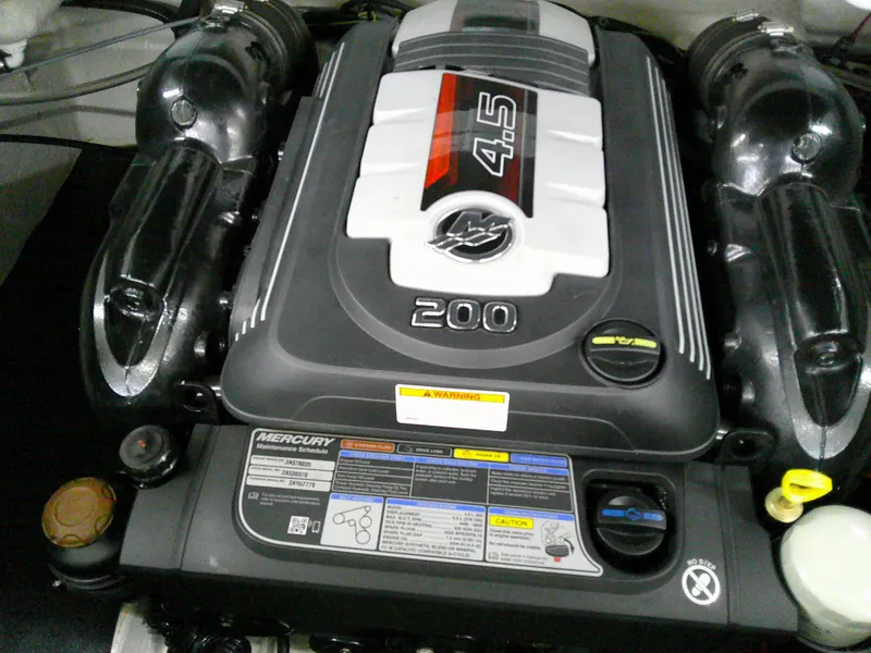 Slide: The Image of 2018 Crownline 205 SS boat engine, Mercury 4.5L, 200 horsepower, detailed view. - 16