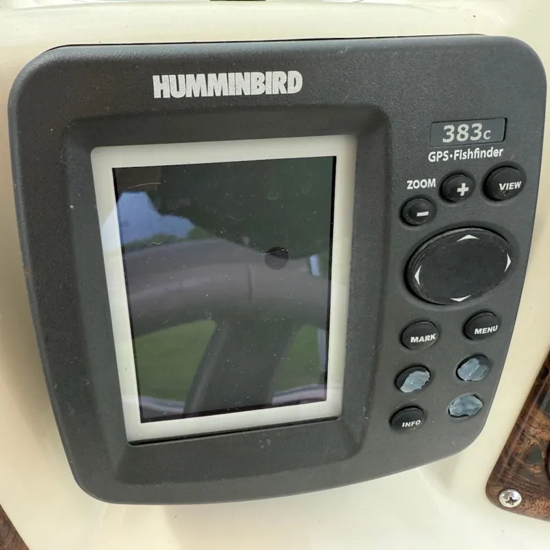 Slide: The Image of Humminbird 383c GPS Fishfinder on Playbuoy PB Calypso SE 2023, model year 2001. - 12
