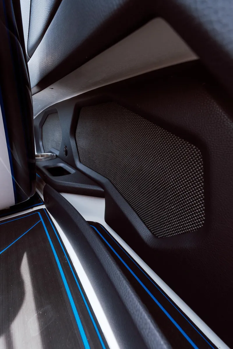 Slide: The Image of 2024 MTI 440X interior detail with sleek design and modern speaker system. - 48