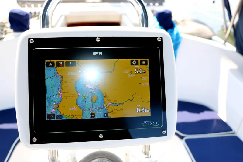 Slide: The Image of Navigation display on a 2006 Catalina 350 sailboat, showing nautical charts. - 5
