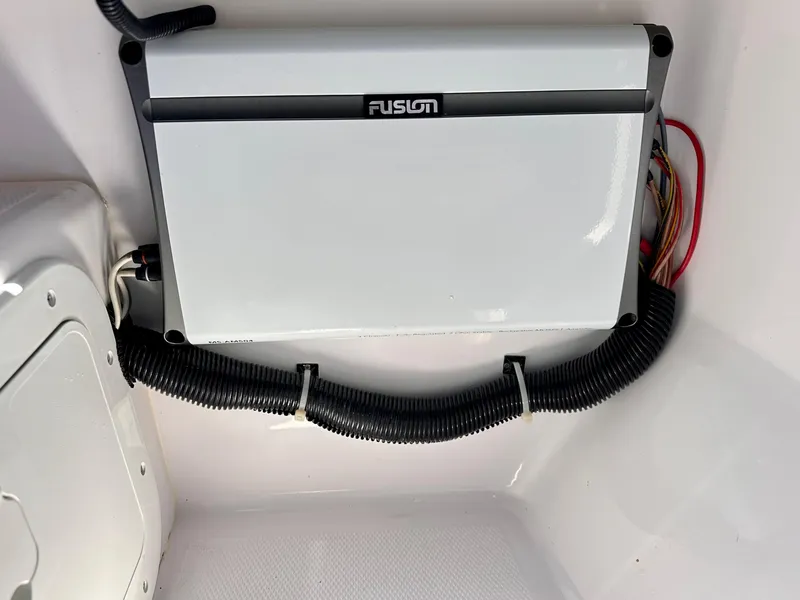 Slide: The Image of Fusion audio system installed on a 2022 Axopar 22 T-Top boat. - 26