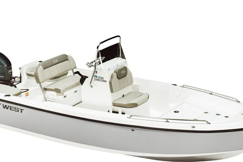 Slide: The Image of 2023 Key West 1720 Center Console boat with seating and steering console. - 9