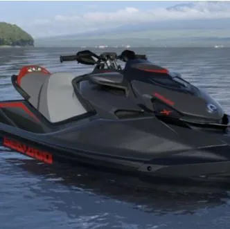 Slide: The Image of 2024 Sea-Doo GTR-X 300 jet ski on calm water, showcasing sleek design and performance. - 3