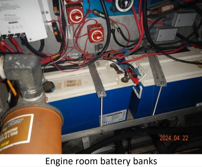 Slide: The Image of Engine room battery banks of 2010 Custom Semi Sub Power Catamaran. - 20